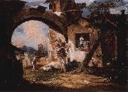 Giovanni Antonio Canal Kurtisane und Soldat oil painting